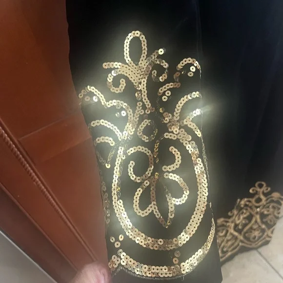 Vintage Jessica McClintock Black Gold Dress - Picture 6 of 7